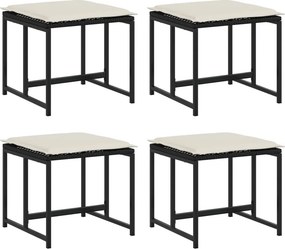 vidaXL 4 db fekete polyrattan kerti szék párnákkal