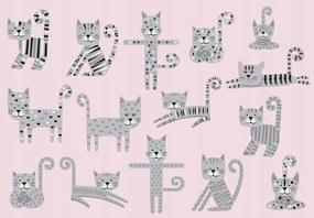 Fotótapéta Rózsaszín cicák vinil szürke macskák gyerek minta 368x280 +ragasztó