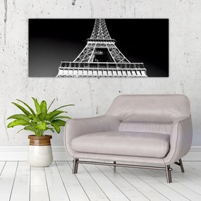 Kép - Eiffel-torony, fekete-fehér (120x50 cm)