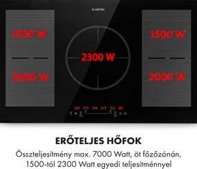 Klarstein Delicatessa 90 Flex, beépített indukciós főzőlap, indukció, 7400 W, 5 zóna, egyedülálló