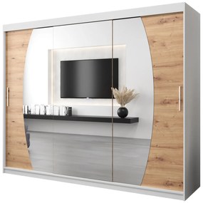 Ruhásszekrény 250 cm Eclipse (matt fehér + artisan tölgy). 1063443