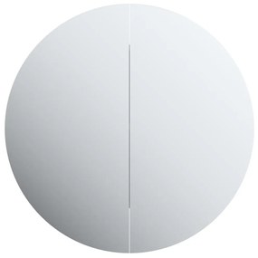 szürke fürdőszoba-szekrény kerek tükörrel/LED-del 40x40x17,5 cm