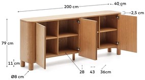 Natúr színű komód kőrisfa dekorral 200x79x40 cm Salaya – Kave Home