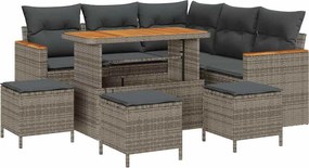 vidaXL Kerti Kanapé Szett 9 pcs Szürke polirattan