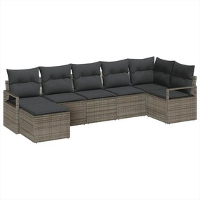 vidaXL Kanapé Szett párnával tárolóval 7 pcs Szürke polirattan