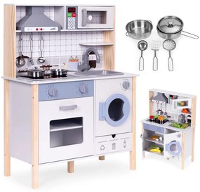 Fa játékkonyha hangokkal sütővel mosógéppel konyhai kiegészítőkkel led