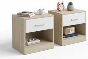 Éjjeliszekrények NOVERA szett 2 db 39x28 cm, bézs/fehér