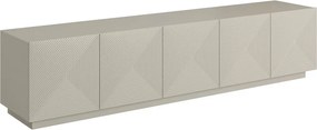 Asha TV-szekrény 200 cm, ötajtós, bordázott előlap - kasmír