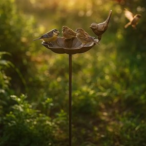 Leszúrható öntöttvas madáretető és itató, 80 cm
