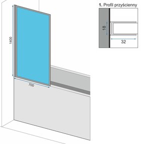 Rea LAGOS FIX - kádparaván, 1 lapos, 70 x 140 cm, fekete-átlátszó, REA-K7689