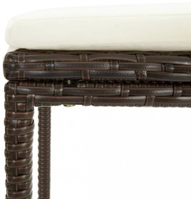 5 darabos barna polyrattan kerti bárszett párnákkal