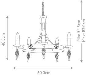 Elstead BY5-BLACK - Csillár láncon BELFRY 5xE14/60W/230V