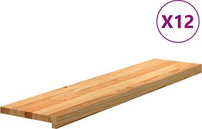 vidaXL 12 db tömör tölgyfa világosbarna lépcsőfokok 110x30x2 cm