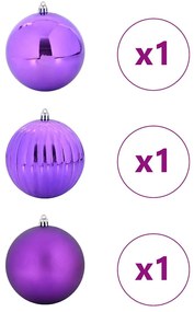 Karácsonyi Díszgömb Készlet 3 pcs Lila