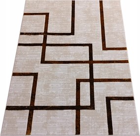 Szőnyeg 200x290 Bézs Arany Hálószoba Nappali Modern Geometrikus