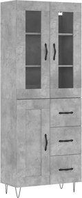 vidaXL betonszürke szerelt fa magasszekrény 69,5 x 34 x 180 cm