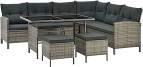 Juskys Manacor kerti rattan szett - szürke/antracit párnák