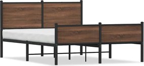 vidaXL barna tölgy színű fém ágykeret matrac nélkül 140 x 190 cm