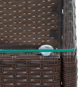 barna polyrattan dohányzóasztal 60 x 40 x 36 cm