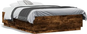 vidaXL füstös tölgy színű szerelt fa ágykeret 135 x 190 cm