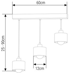 Csillár zsinóron 3xE27/35W/230V fekete/arany