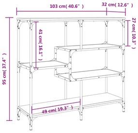 füstös tölgy színű szerelt fa tálalóasztal 103 x 32 x 95 cm