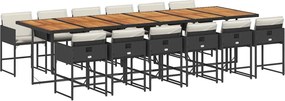 vidaXL 13 részes fekete polyrattan kerti ülőgarnitúra párnákkal