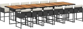 vidaXL 13 részes fekete polyrattan kerti ülőgarnitúra párnákkal
