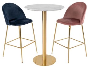 Bolzano Bár asztal, márványhatású lap, sárgaréz hatású láb 70x105 cm