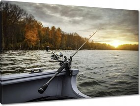 Vászonkép 90x60 Horgászat a csónakból Halak