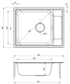 Deante ZEO_011B - Mosogató SOUL 50x63 cm szatén