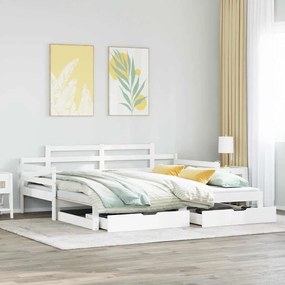 fehér kihúzható heverő fiókokkal matrac nélkül 80 x 200 cm