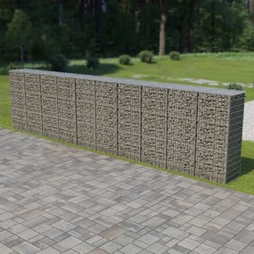 vidaXL horganyzott acél gabion fal fedéllel 600 x 50 x 150 cm