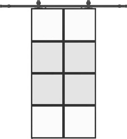 vidaXL fekete edzett üveg tolóajtó fémszerelék szettel 102,5x205 cm