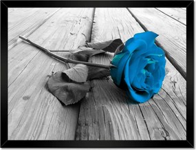 Poszterek keretben 40x30 Türkiz rózsa a deszkákon