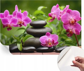 Öntapadós Fali Fotótapéta Hálószobába Orchideák kövek 104x70 cm