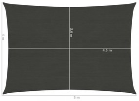 antracitszürke HDPE napvitorla 160 g/m² 4 x 5 m