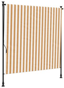 narancssárga és fehér szövet és acél kültéri roló 150 x 270 cm