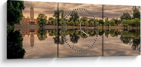 A tó és a fák képe (órával) (90x30 cm)