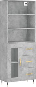 vidaXL betonszürke szerelt fa magasszekrény 69,5 x 34 x 180 cm