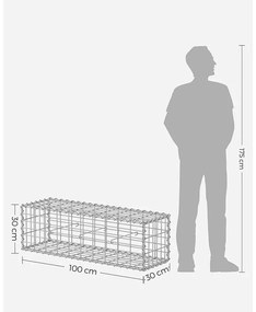 Gabion kosár, fém gabion ketrec 100 x 30 x 30 cm