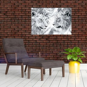 Kép - Rajzolt oroszlánfejek (90x60 cm)