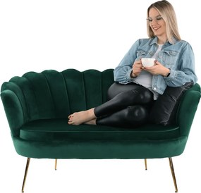 Pad Art-deco stílusban, smaragd Velvet anyag/gold króm-arany, NOBLIN