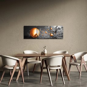 Narancssárga absztrakt gömbök képe (órával) (90x30 cm)