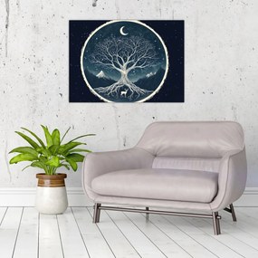 Üveg kép – Mágikus fa szarvassal II. (70x50 cm)