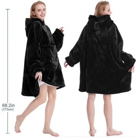 Ujjakkal és kapucnival ellátott takaró - Huggle Hoodie - black