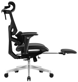 Felbontott Irodai prémium szék, hálós ergonomikus lábtartóval fekete