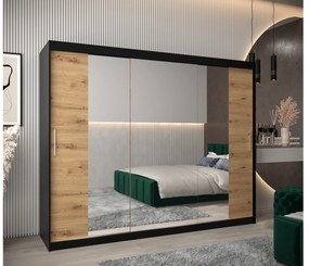Ruhásszekrény 250 cm Toki 2 (matt fekete + artisan tölgy). 1065033