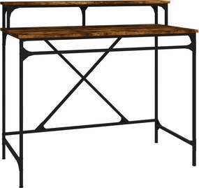 vidaXL füstös tölgy színű szerelt fa és vas íróasztal 100 x 50 x 90 cm