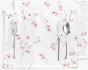 Goldea pamut reggeliző alátét - cseresznyevirágok - 2db 30 x 40 cm